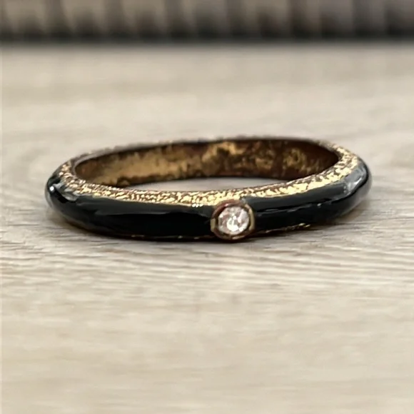 Gold Tone/Black Crystal Ring - Picture 2 of 3